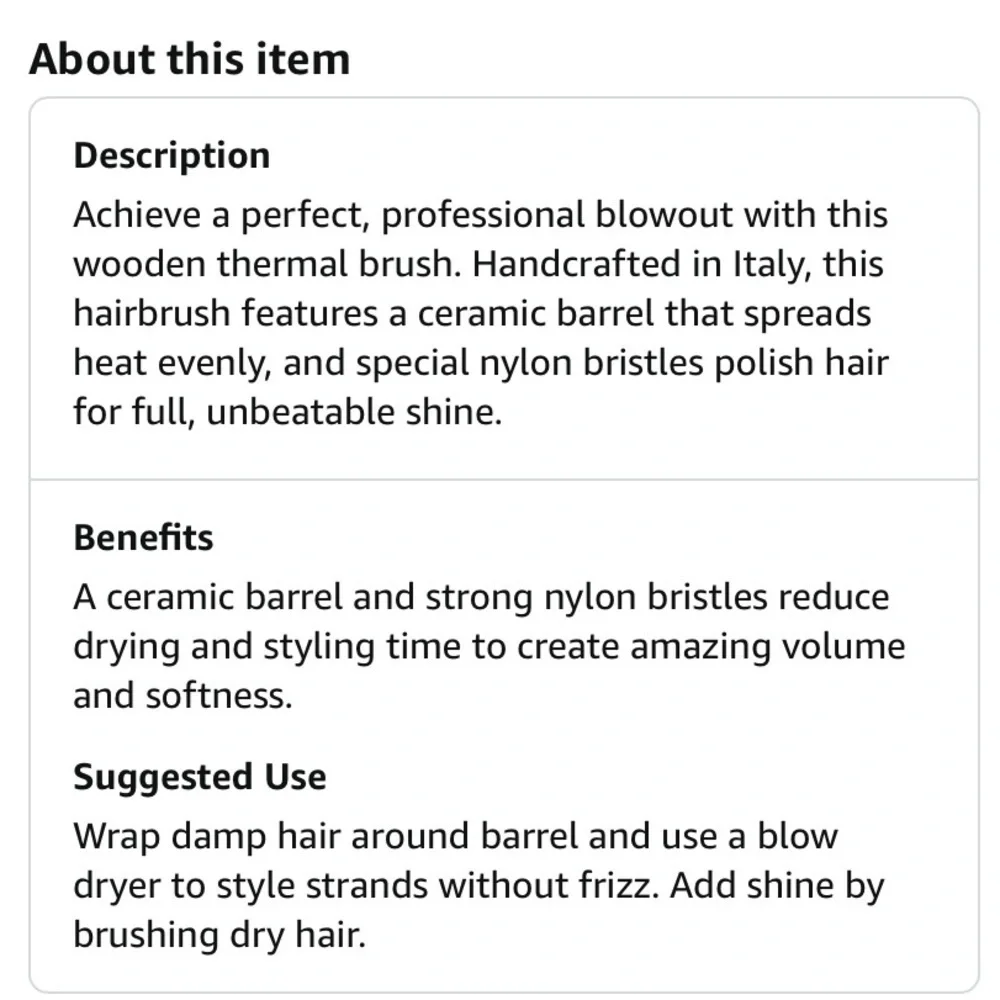 Elchim Thermal Round Blow Drying Hair Brush Ceramic Barrel Wooden Handle 1 1/4”